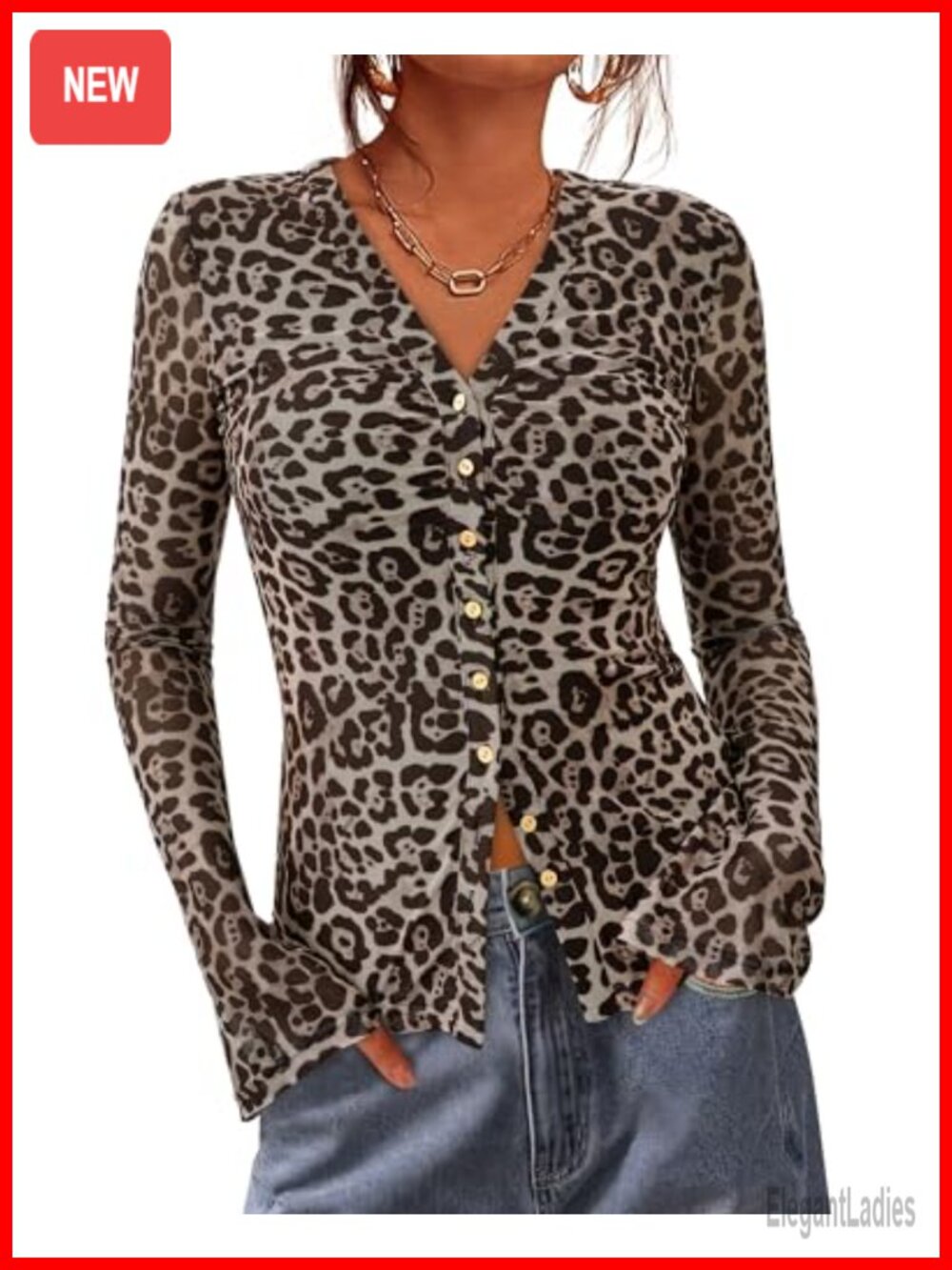 Mesh Floral Button Down Shirt Long Sleeve V Neck Slim Fit Blouse
